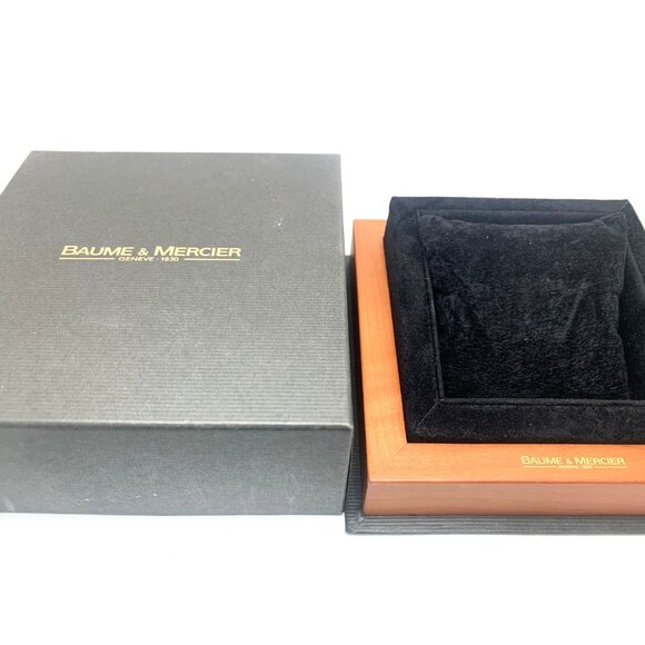 Baume & Mercier Box Watch Presentation Gray Cardboard Brown Wooden Empty - Picture 2 of 12